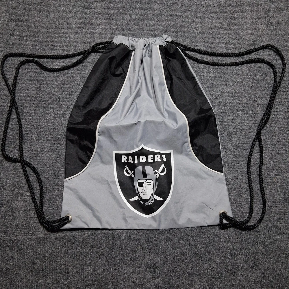 NFL Las Vegas Oakland Raiders Team Drawstring Backpack Gray and‎ Black